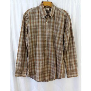 Vintage Bostwicks for Men Brown Plaid Short Sleeve Button Down Shirt M